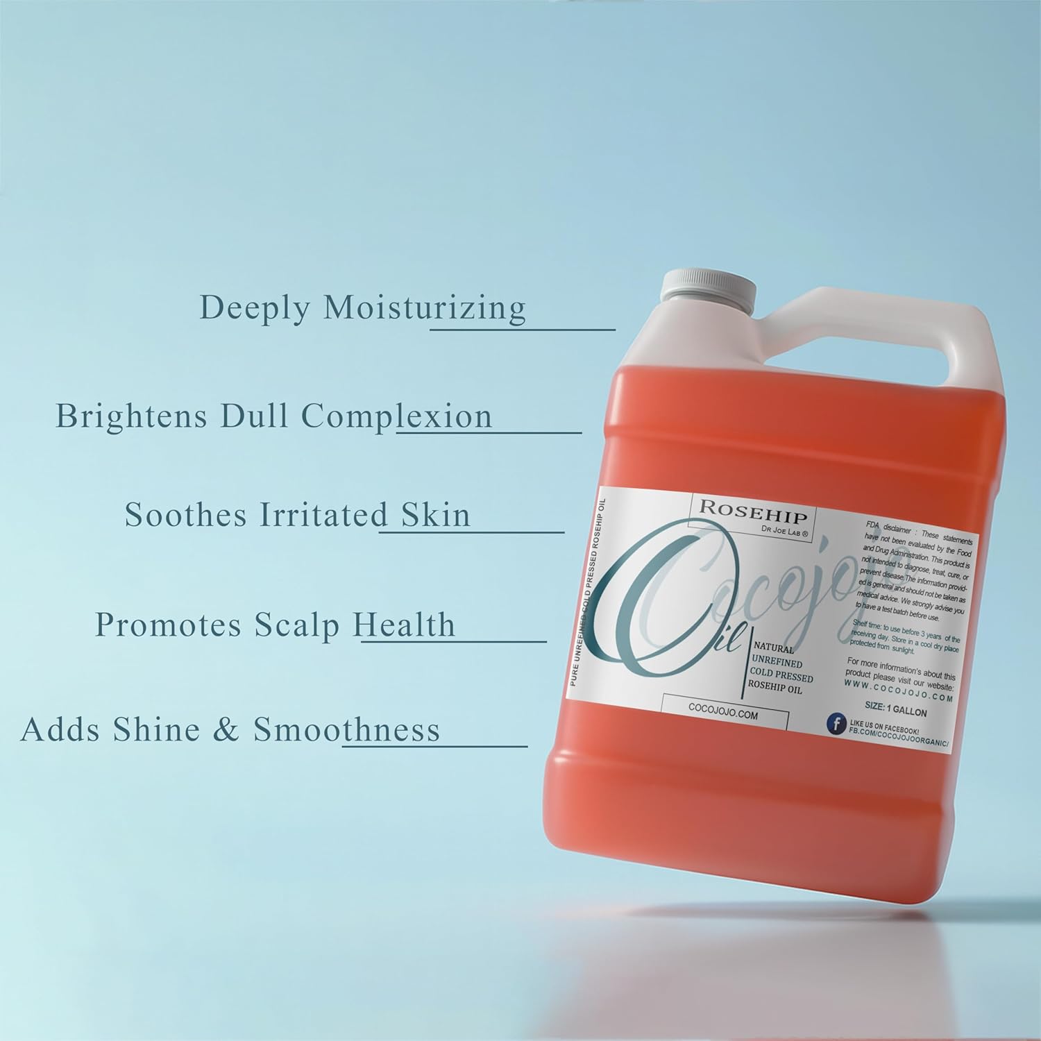 Rosehip Oil for Face Cold Pressed Unrefined cocojojo Pure Natural Rosehip Seed Oil in Bulk 1 GALLON - Moisturizing, Soothing, Hydrating, & Nourishing - Image 3