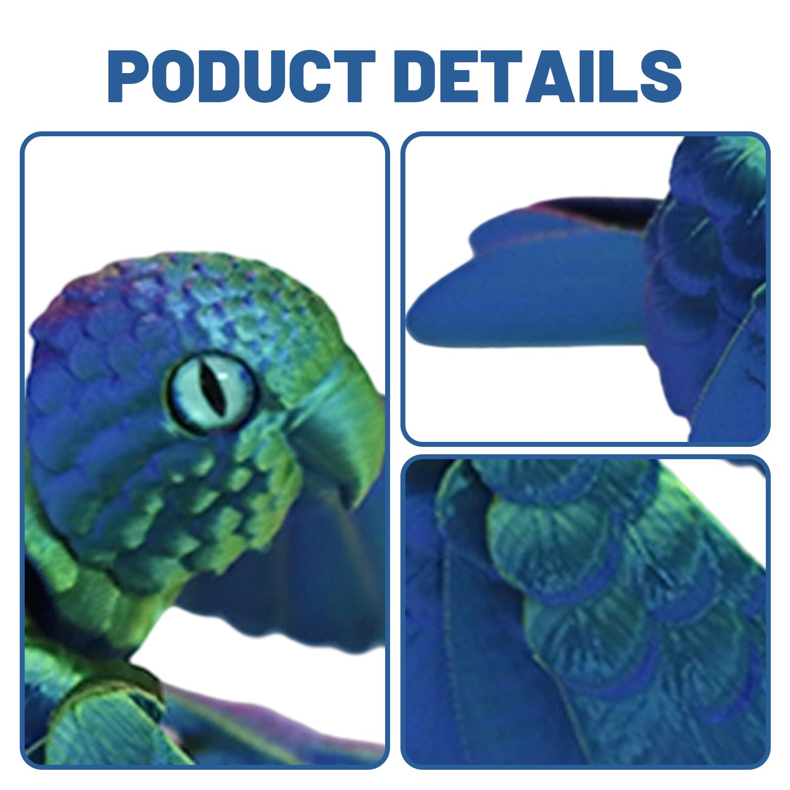 3D Printed Animals, 10Cm Parrot Mini 3D Animals, Creative Desk Decor for Home Office Unique Gift for Collectors and Decor Enthusiasts - Image 3