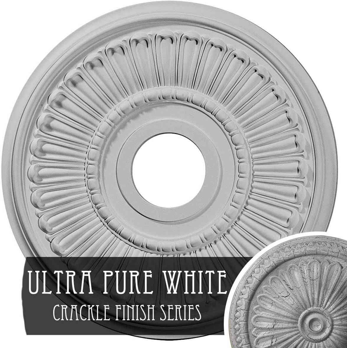 Greatest Product Ekena Millwork CM16MLUWC Melonie Ceiling Medallion, 16OD x 3 5/8ID x 3/4P, Hand-Painted Ultra Pure White Crackle