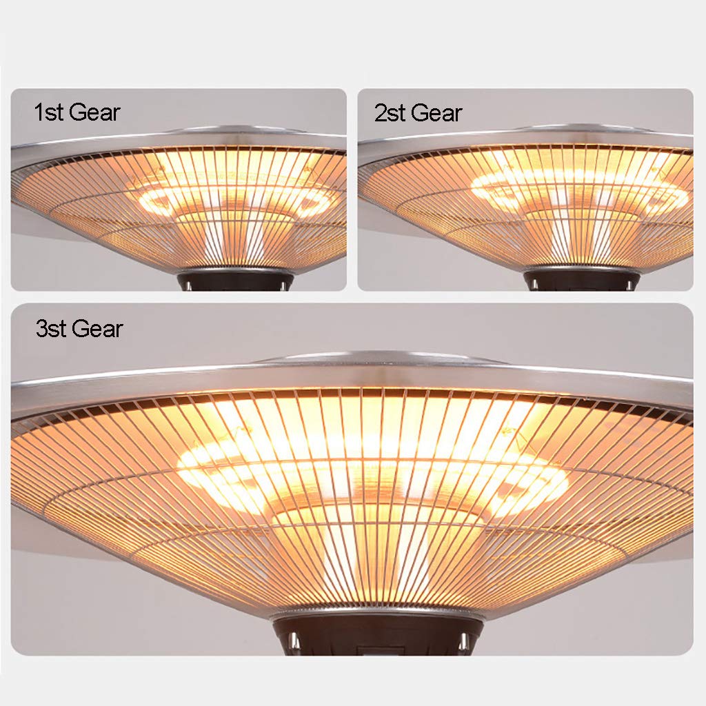 Calentador De Patio Al Aire Libre Eléctrico Infrarrojo Halógeno Jardín, Con Base De Aleación De Aluminio Grueso Y 3 Configuraciones De Calor Para Cafeterías, Restaurantes U Otros Lugares Al Aire Lib