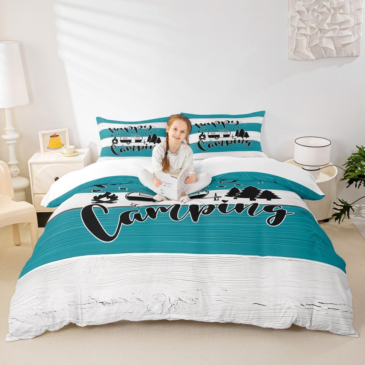 Housse de couette style rustique parure de lit anti-plis pour un lit impeccable