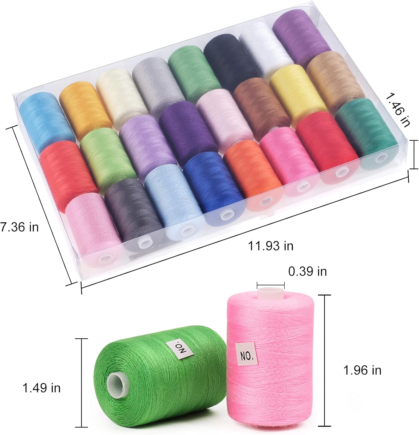 PinPon Sewing Thread, 24 Assorted Colors Total 24,000 Yards Serger Thread for Hand & Machine Sewing, Quilting Threads for Travel Home Use DIY : Arts, Crafts & Sewing