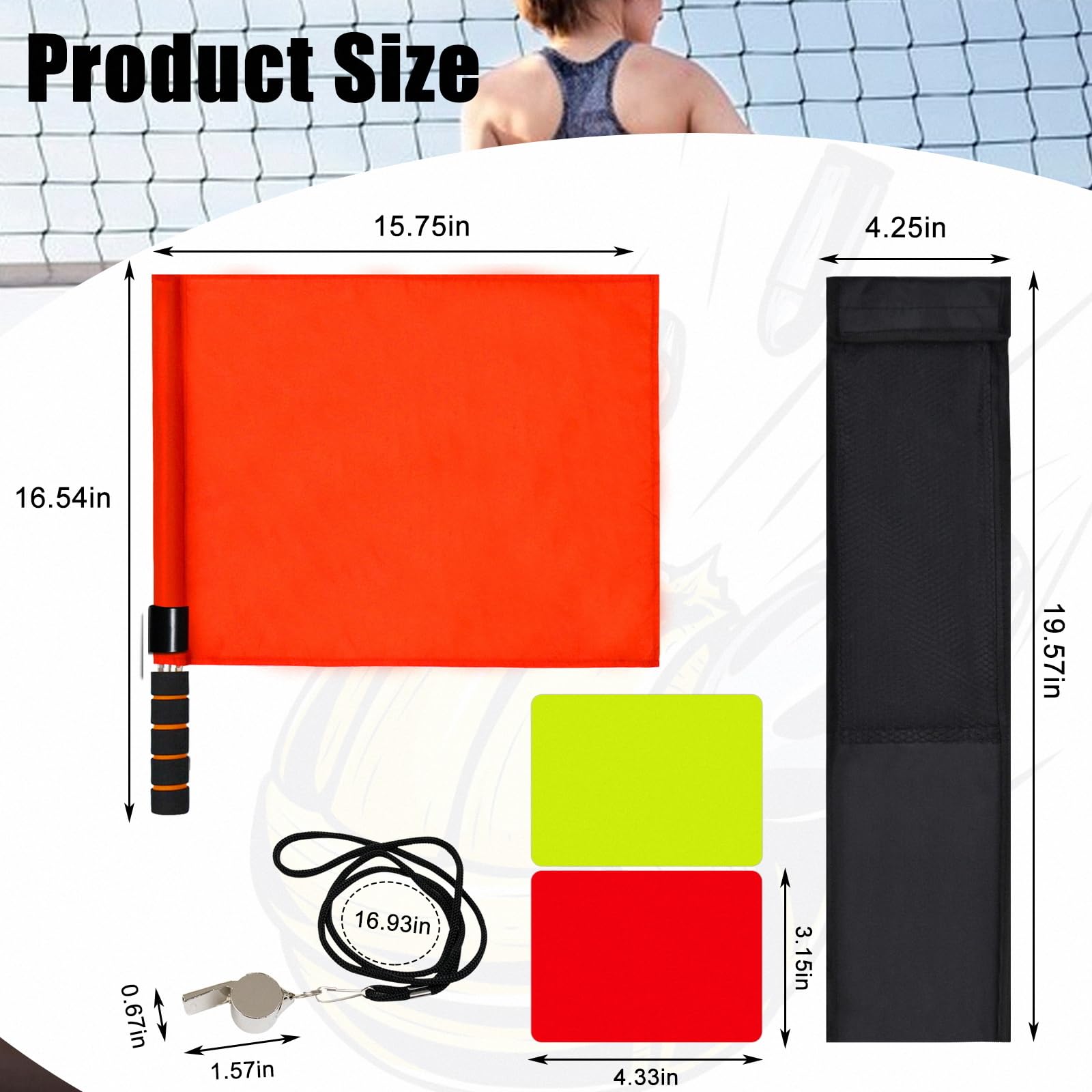 SAWHOX Volleyball Referee Flags Set with Storage Bag, 4PCS Referee Toolkit Includes Volleyball Flags, Storage Bag, 304 Stainless Steel Whistle, Red and Yellow Cards - Image 6