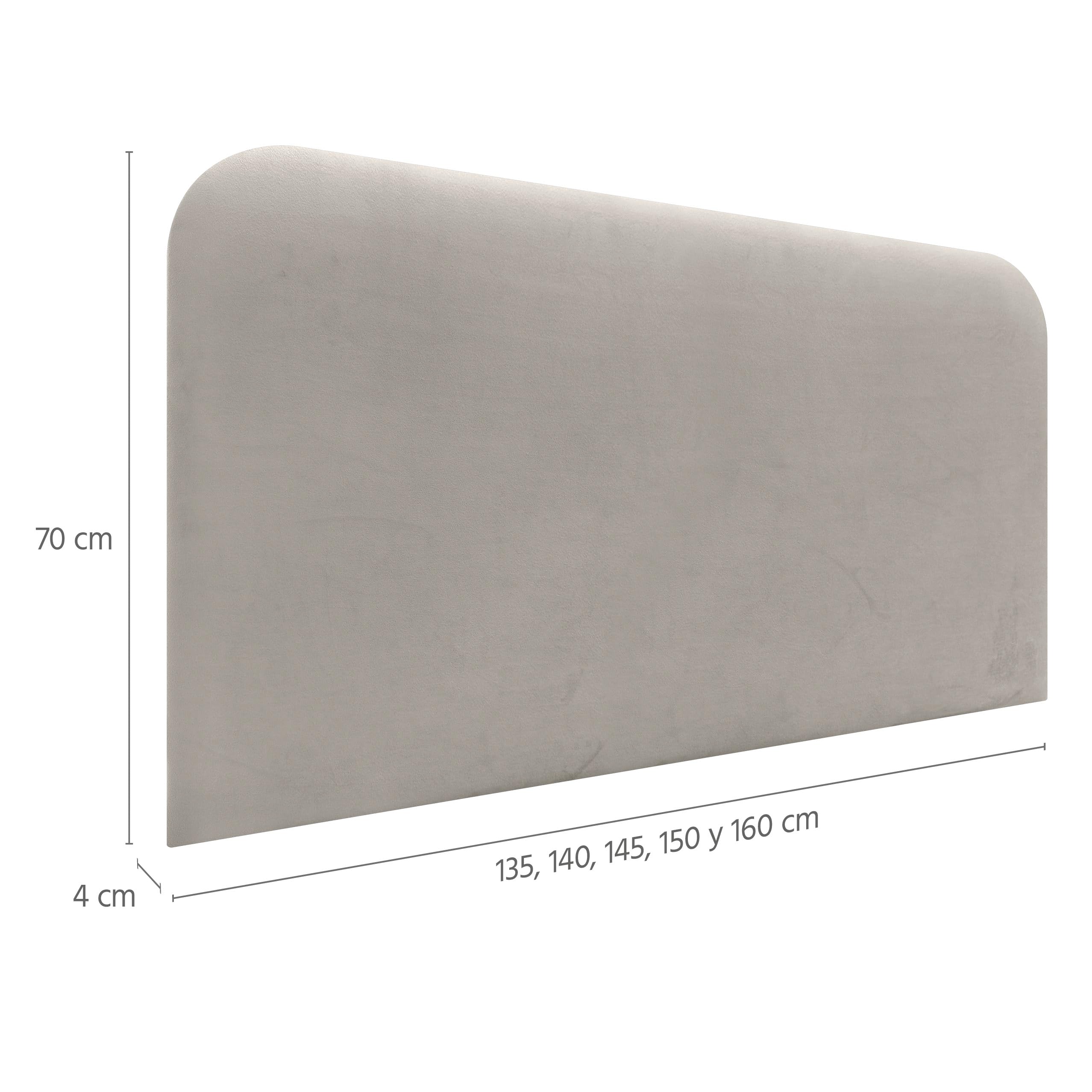 DHOME Cabecero Tapizado Liso Curvo Terciopelo 70cm Altura para Pared Acústicos Cabeceros Absorbentes Cabezal Cama Dormitorio (Beige, 150cm)