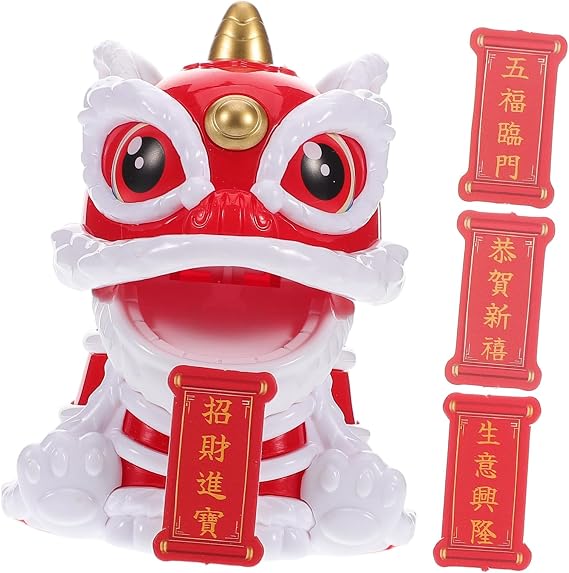 Bobblehead Cat Lion Dashboard Decoration Chinese Lion Dance Head New Year Car Ornaments