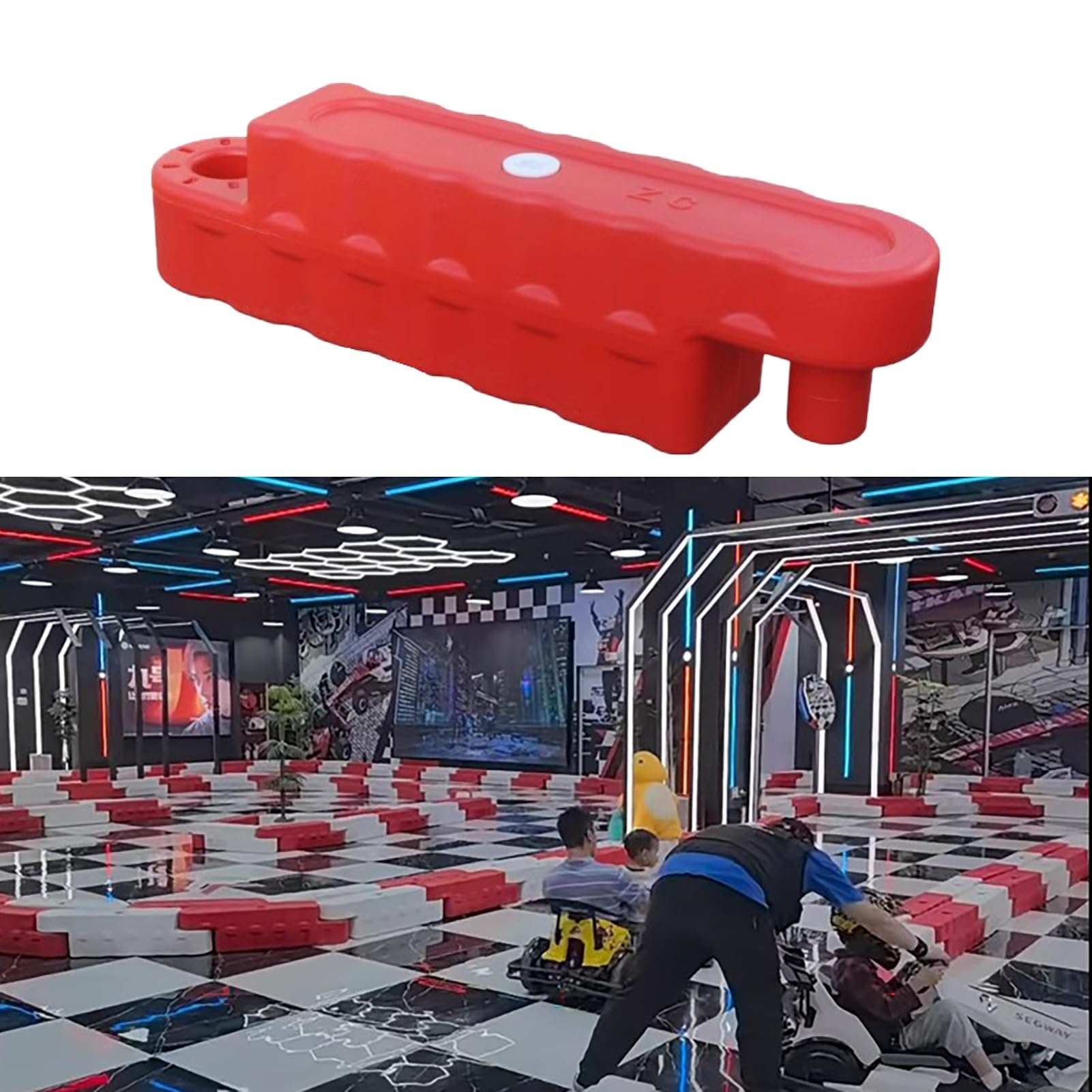 Go Kart Racing Track Fence with Water Inlet, Adult Go Kart/Kid Bumper Car Track Barrier for Driveway, Amusement Parks/Team Games Race Lane(Red 2 Pcs,Large)