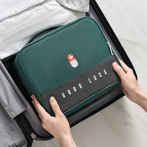 Miniatura 6 de Bolsa vacía de viaje para medicamentos, bolsa de medicamentos Oxford con cremallera grande, kit de supervivencia médica, práctico organizador de