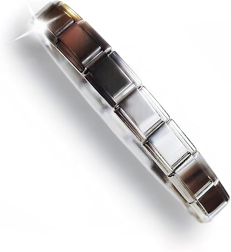 Shiny Starter - Pulsera con dije italiano de acero inoxidable, 18 dijes, 0.354 in, pulsera completa de 6.9 pulgadas de largo, dijes intercambiables,