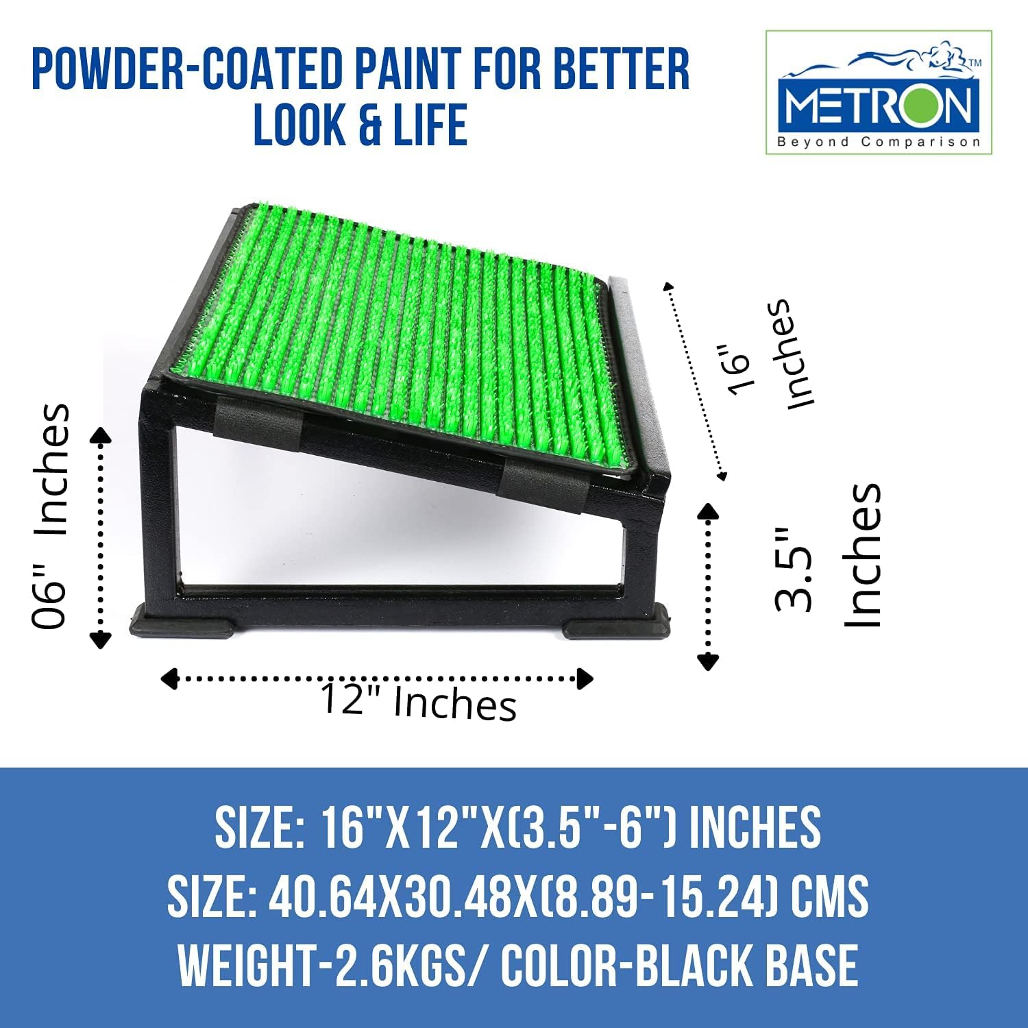 Metron Metal Foot Rest for Under Desk with Removable Acupressure Mat – Ergonomic Foot Stool for Office Chair, Leg and Back Pain Relief, Anti Skid, Heavy Duty, Use with or Without Shoes, Black 4