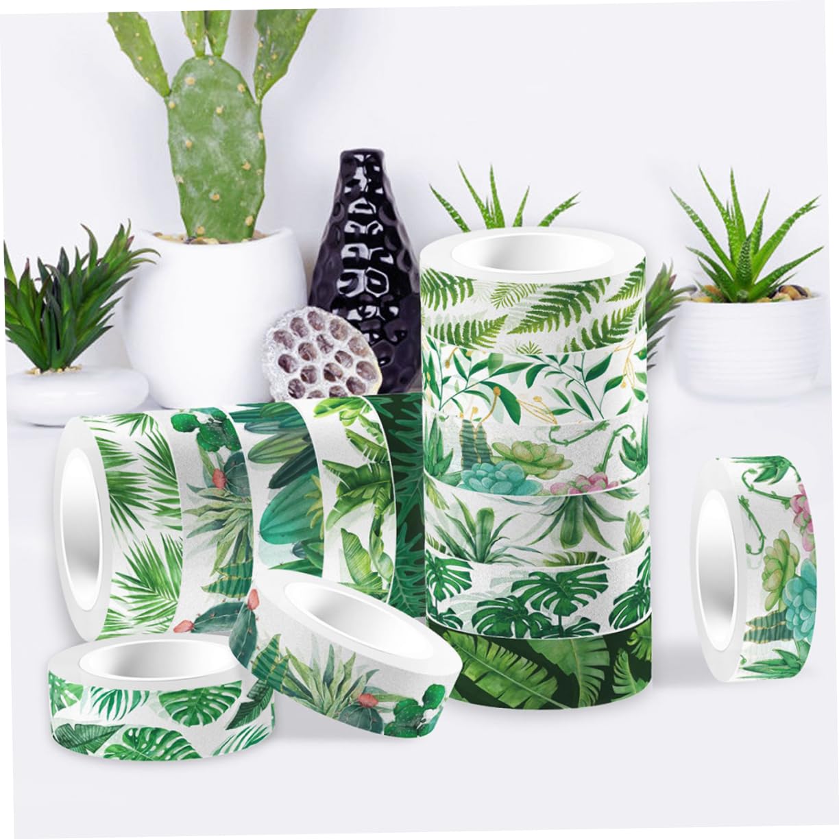 48rotoli Nastro Washi Verde Motivi Per Scrapbooking e Decorazioni Fai Da Te Per Regali e Materiale Cancelleria