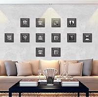 Vista 5 de RPJC - Marco de fotos de 4 x 4 pulgadas hecho de madera maciza con vidrio de alta definición para montaje en pared, acabado en madera flotante