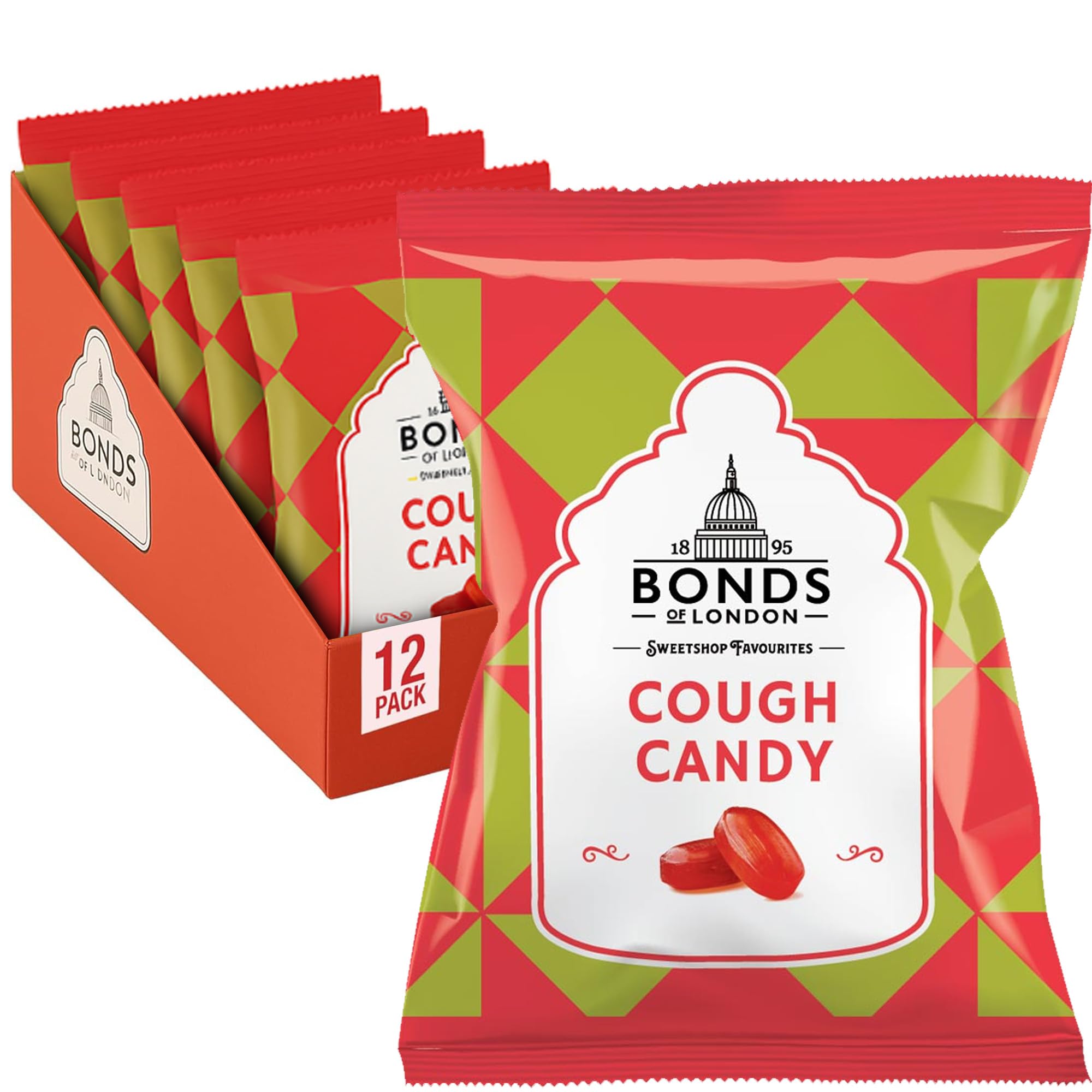 Cough Candy Bags, Retro Aniseed Flavour Boiled Sweets, 120 g (Pack of 12)