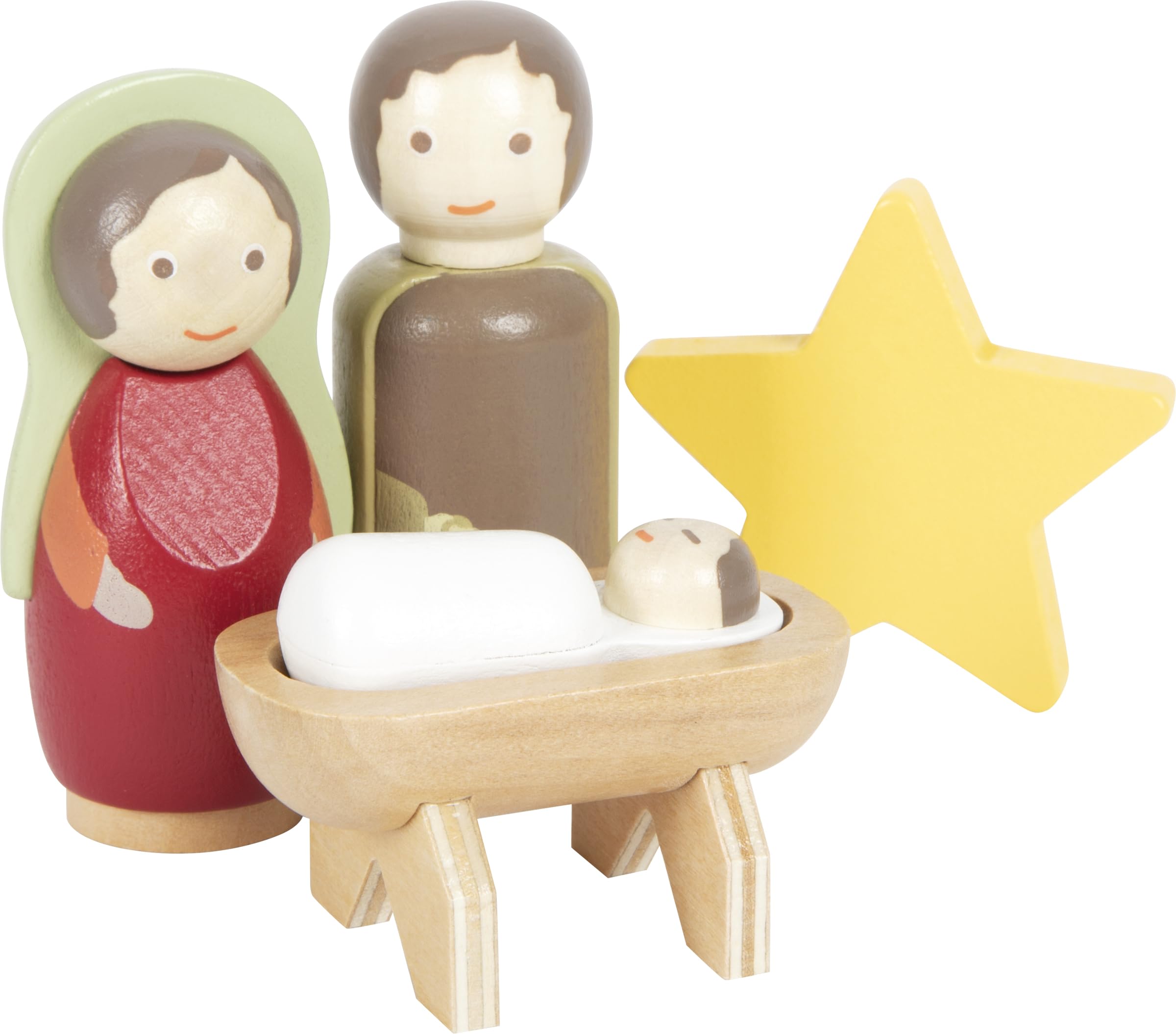small foot Weihnachtskrippe aus Holz, 18-teiliges Spielset für Kinder, kindgerechte Weihnachtsdekoration mit Figuren und Tieren, 12356