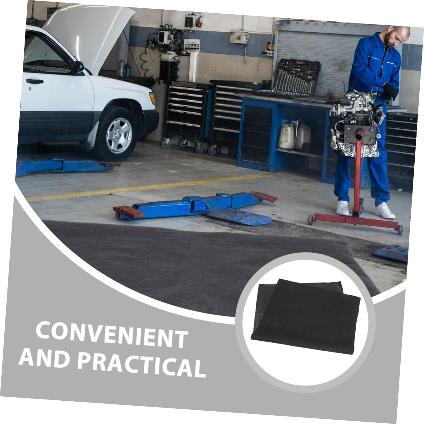 ULTECHNOVO Tapis de Garage en Feutre, Absorbant L’Eau, Antidérapant, Prévention des Fuites D’Huile, pour Garage et Abri, Sol Noir