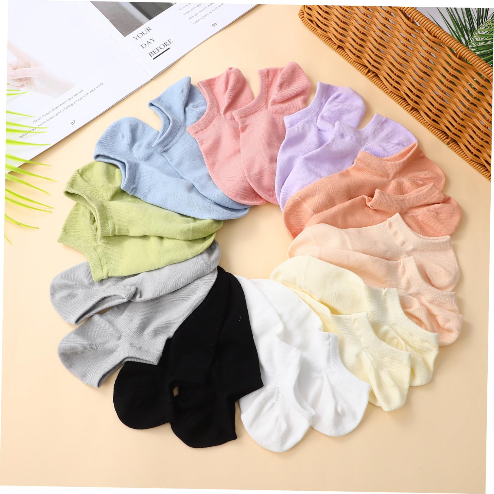 KOMBIUDA 12 pares Calcetines Tobilleros para Mujer Algodón Transpirable Antideslizante Absorbente de Sudor para Running y Uso Casual
