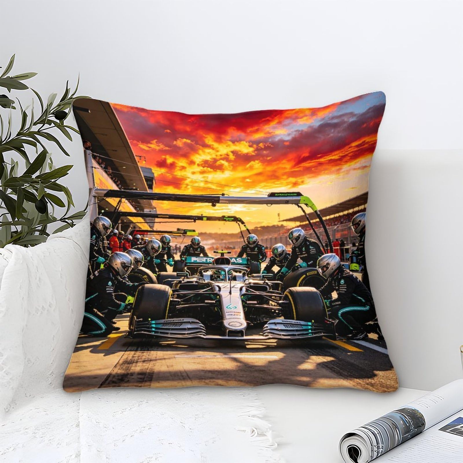 Xiaopangxy Lewishamiltonn Series Cushion Cover 45X45cm, Pit Stop Decorative Throw Pillow Case Microfiber
