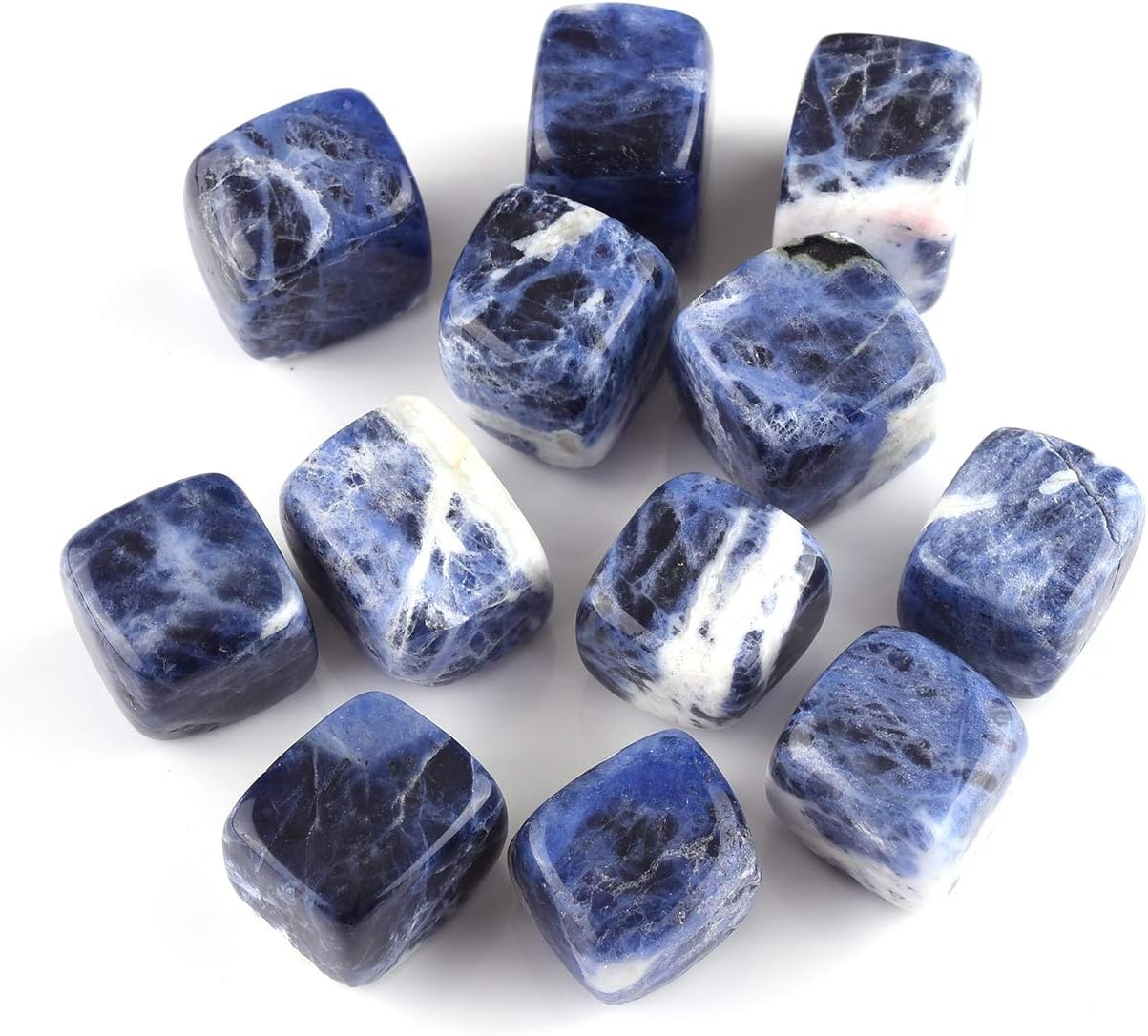 Jovivi 12pcs Bulk Sodalite Crystals Natural Gemstones Tumbled Stone and Crystals Set for Energy Balancing Reiki Therapy Meditation Thumb Worry Stones
