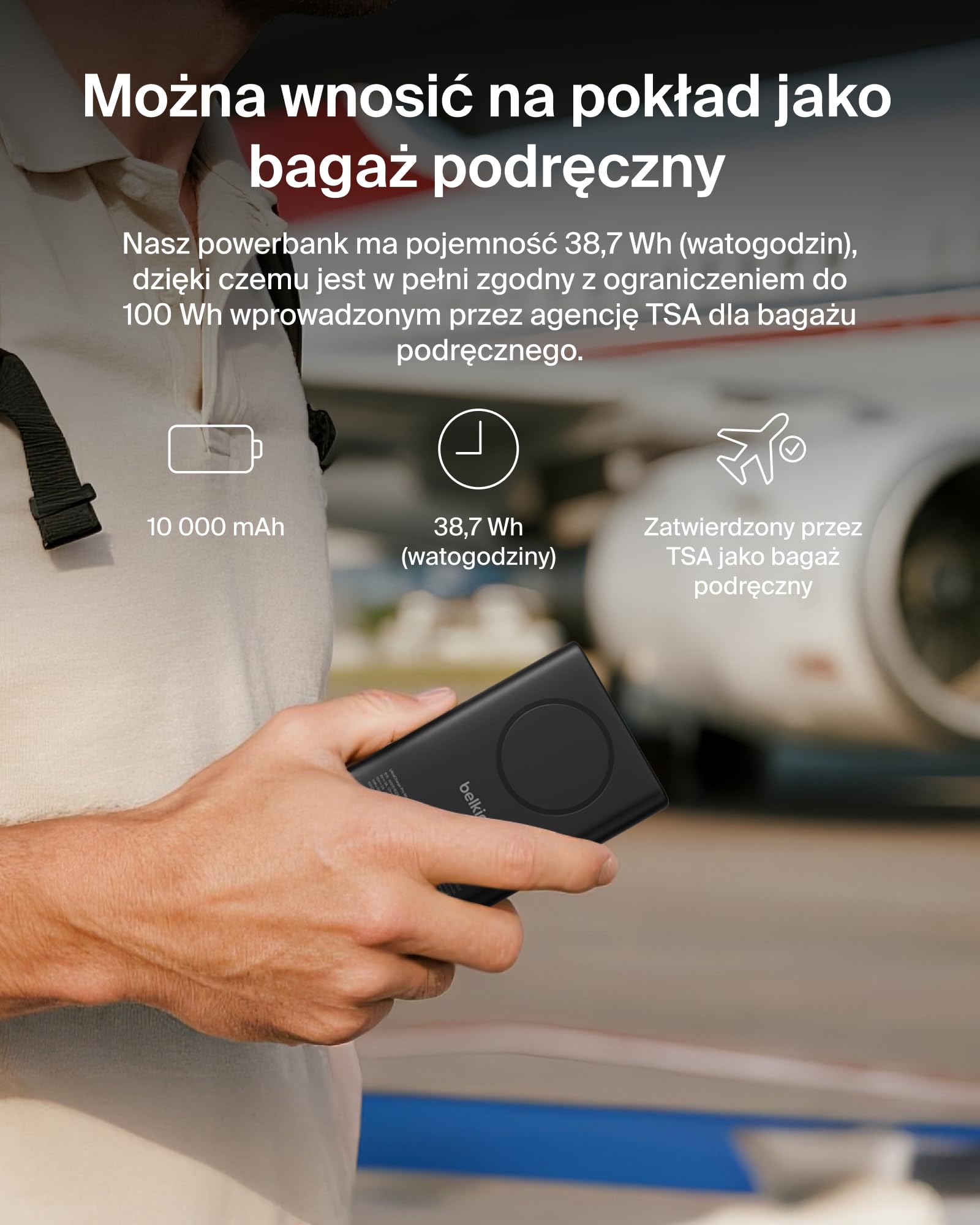 Belkin BoostCharge Magnetyczny Powerbank 10000 mAh z Podpórką – Czarny | Powerbank Bezprzewodowy 10000 mAh, Pierścień Magnetyczny do Podłączania Akcesoriów, Port USB-C, Naładowany, Kabel w Zestawie