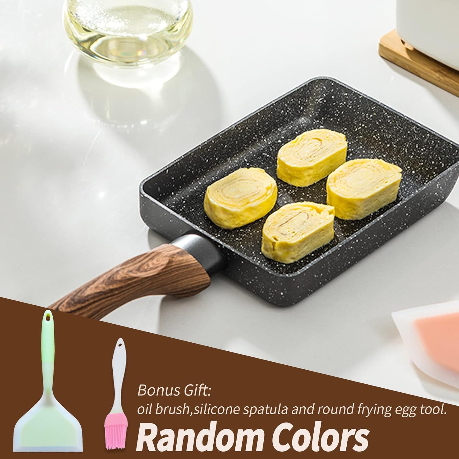 Tamagoyaki Pan Omelette Nonstick Pan,Rectangle Maker Frying Pans,Small Tamagoyaki Pan with Anti Scalding Handle, Gas Stove and Induction Hob, 7” x 5”,Black: Home & Kitchen