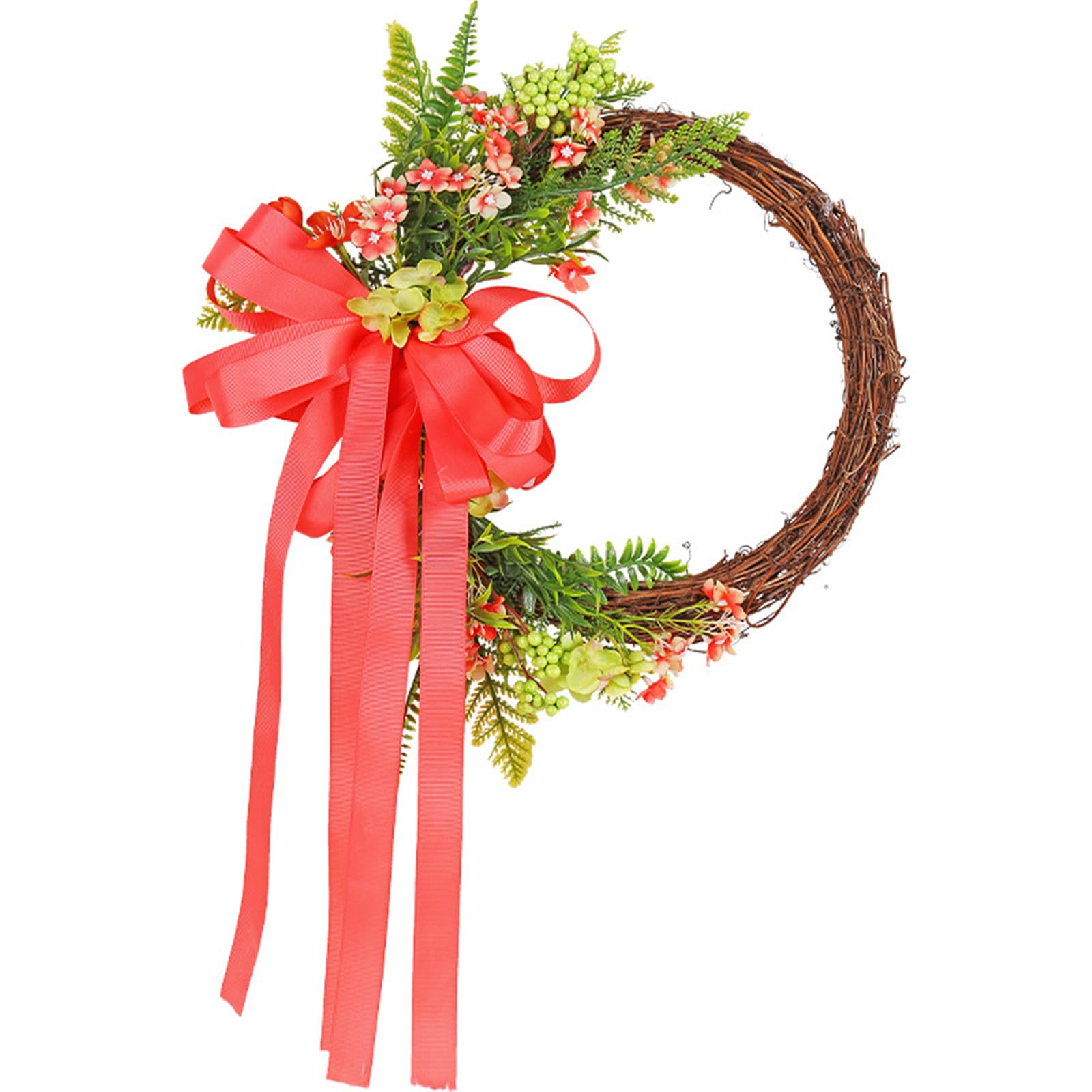 Elnwnnkc Delicate Floral Ribbon Wreath Add Charm to Your Space with This Delicate Floral Ribbon Hanging Wreath Simulated Decorative