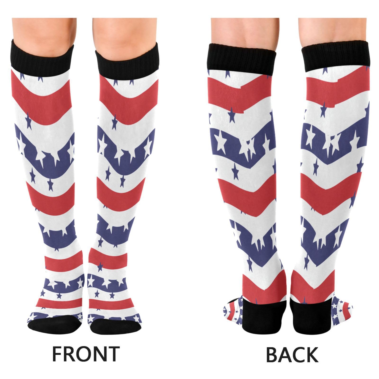 CZXW 1 Pair Independence Day American Stars Compression Socks 20-30mmHg Knee High Women Socks Tube Athletic Stockings for Men Sport Soccer Running Cycling Medical Nurse Winter Travel