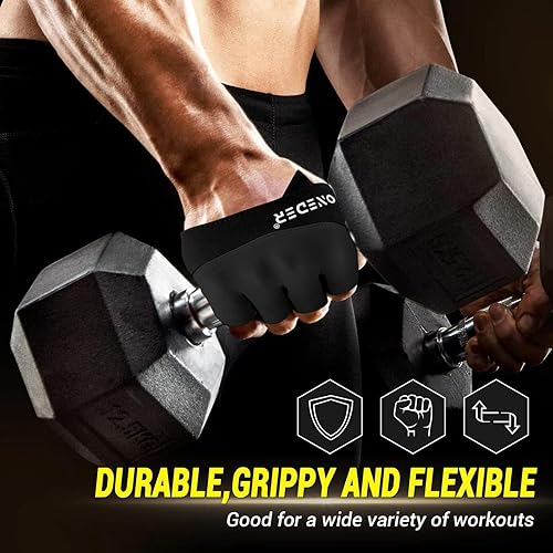 Miniatura 5 de JINGCHUAN Guantes de entrenamiento con agarre para mujereshombres, guantes de gimnasio acolchados de 0.118 pulgadas para levantamiento de pesas,