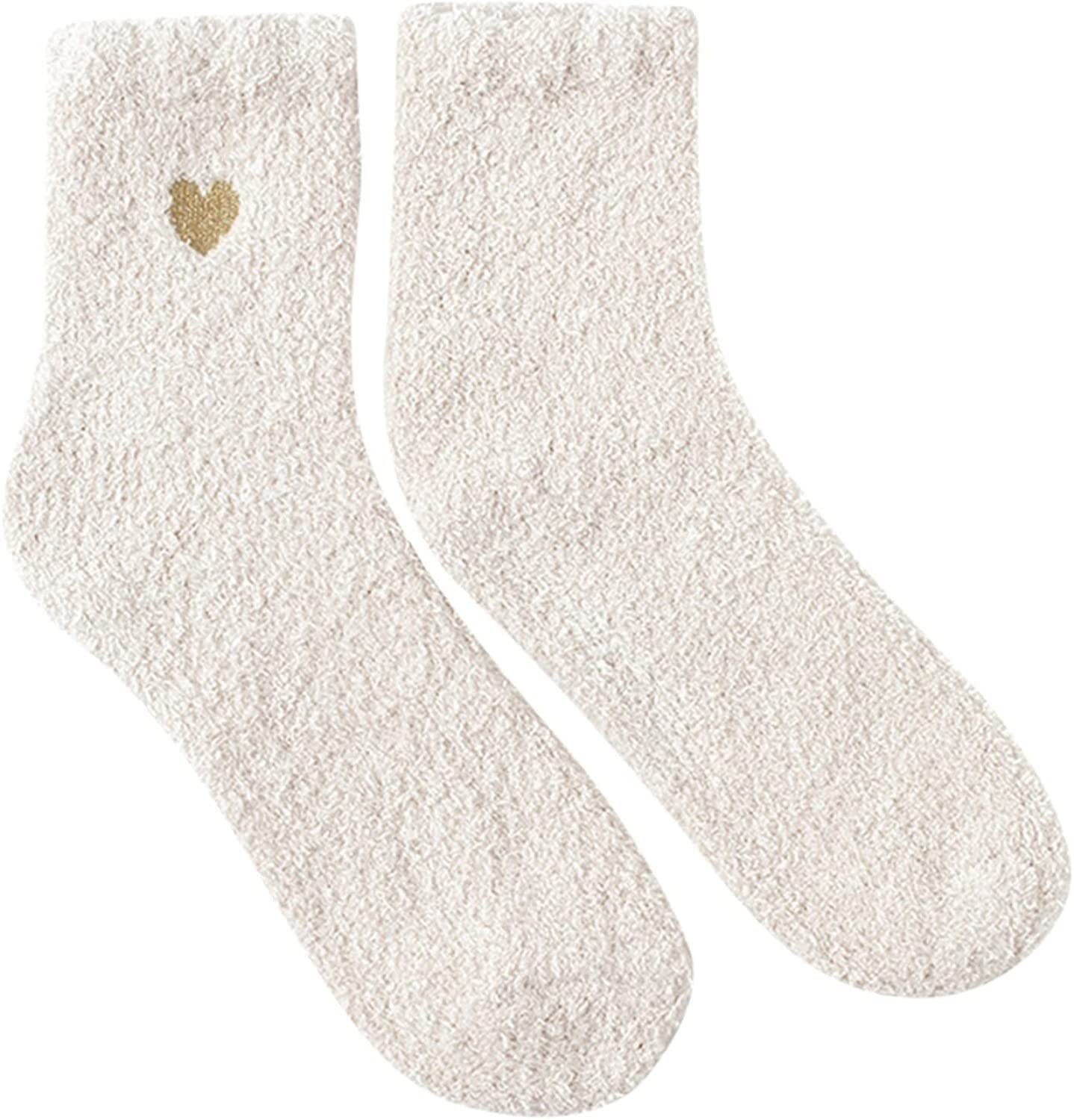 Skarpetki Oddychające 12 Par Zimowych Skarpet Termicznych Women Love Heart Pattern Fluffy Super Soft Warm Antypoślizgowe