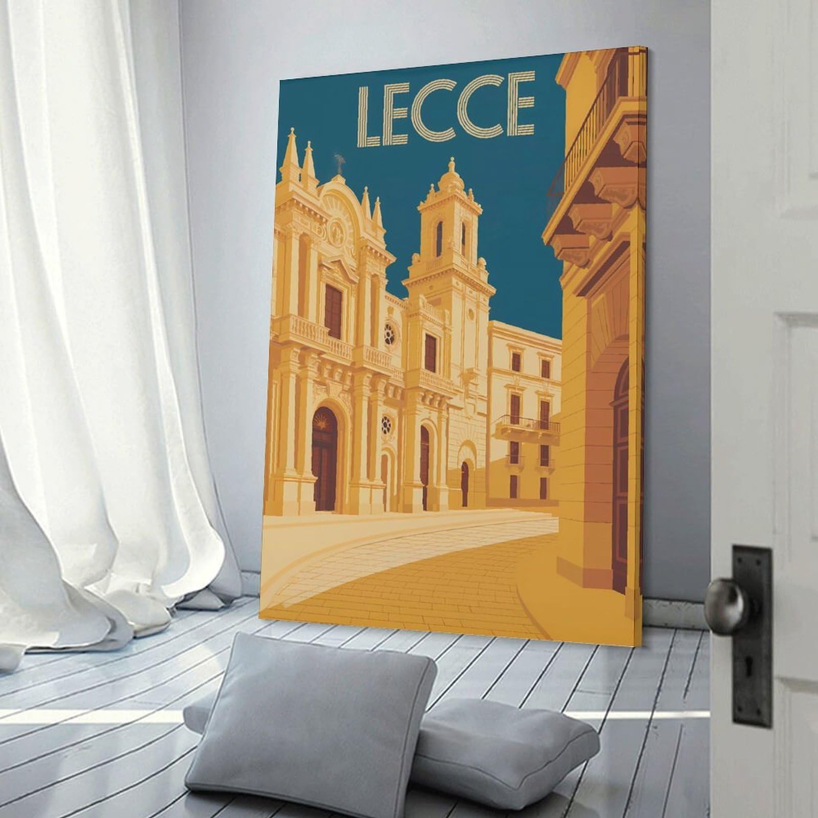 Junmoney Lecce, Italy Travel Hanging Wall Art 24x36inch(60x90cm), for Feature Walls in Flats Or Modern Rooms, Home Wall Art for Statement Displays
