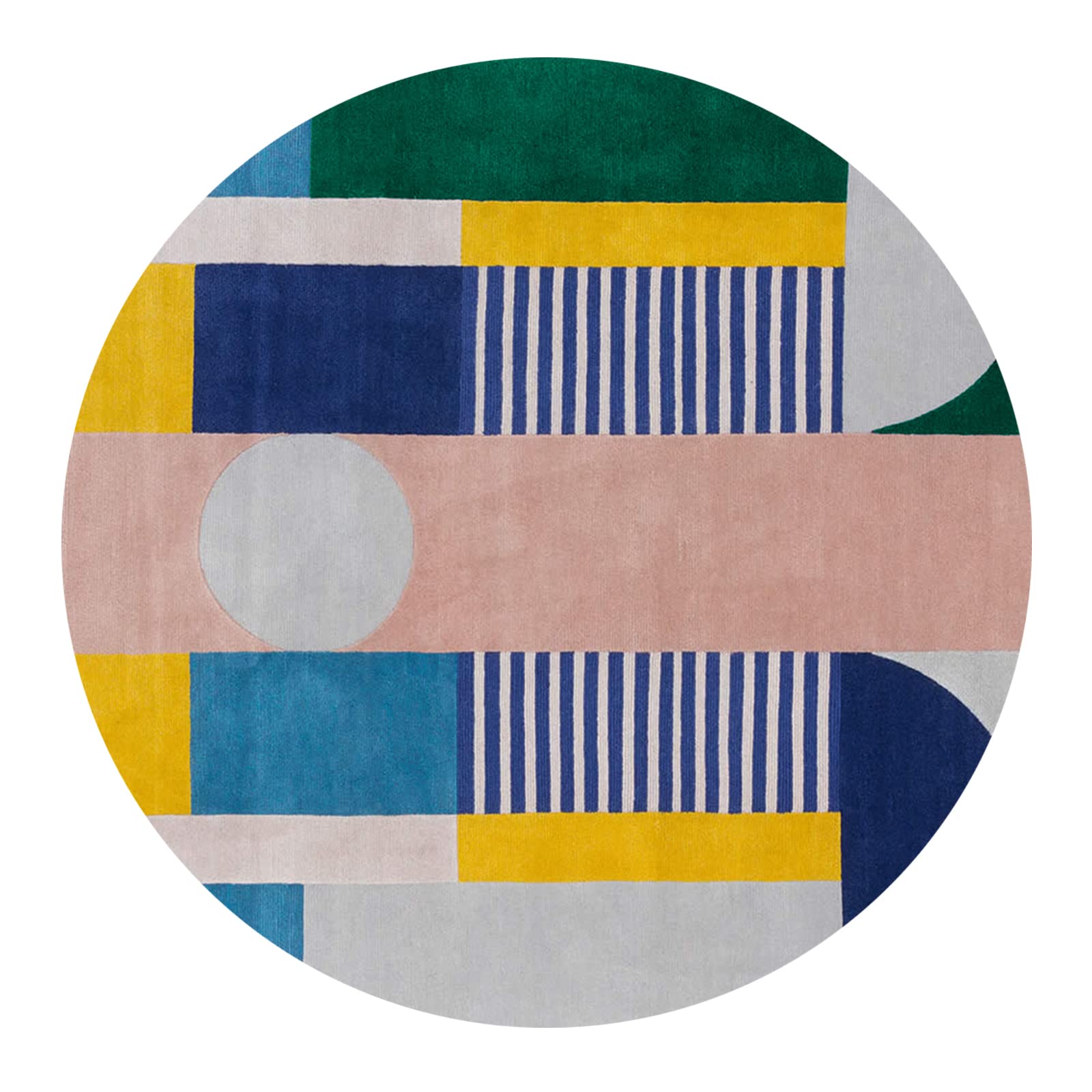 Designerski dywan, okrągły, z krótkim włosiem, nowoczesny, orientalny, klasyczny, z ornamentami, do salonu, sypialni, pokoju dziecięcego, niebieski, żółty, różowy, zielony, geometryczny, okrągły, Ø 200 cm
