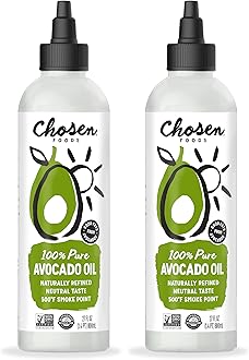 Chosen Foods 100% Pure Avocado Oil Squeeze Bottle 27oz 2-pack - For Drizzling, Sautéing, Roasting, Searing, & Baking-High Smoke Point Cooking Oil - Kosher, Keto Friendly - With Recipe eBook