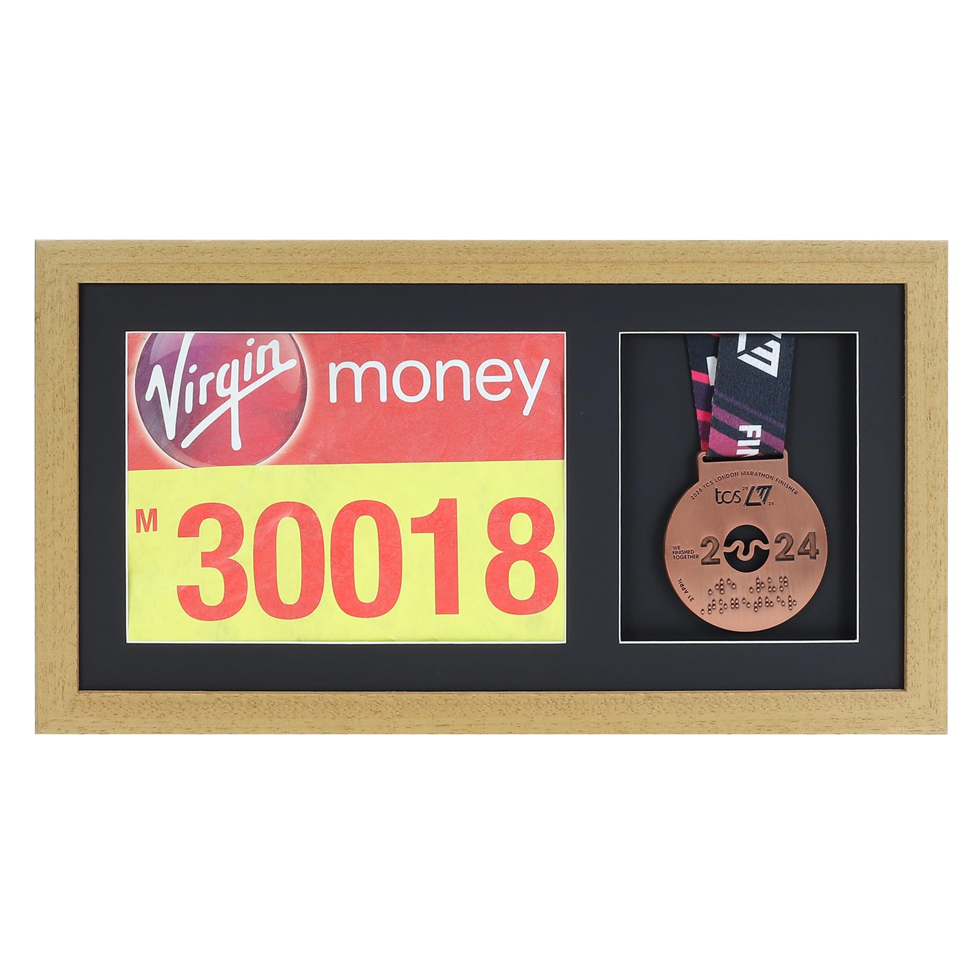 Medal display Frame with Apertures for Bib and Photo. Handmade. Perfect for Runners, Swimmers, Cyclists, Athletes | Marathon Medals