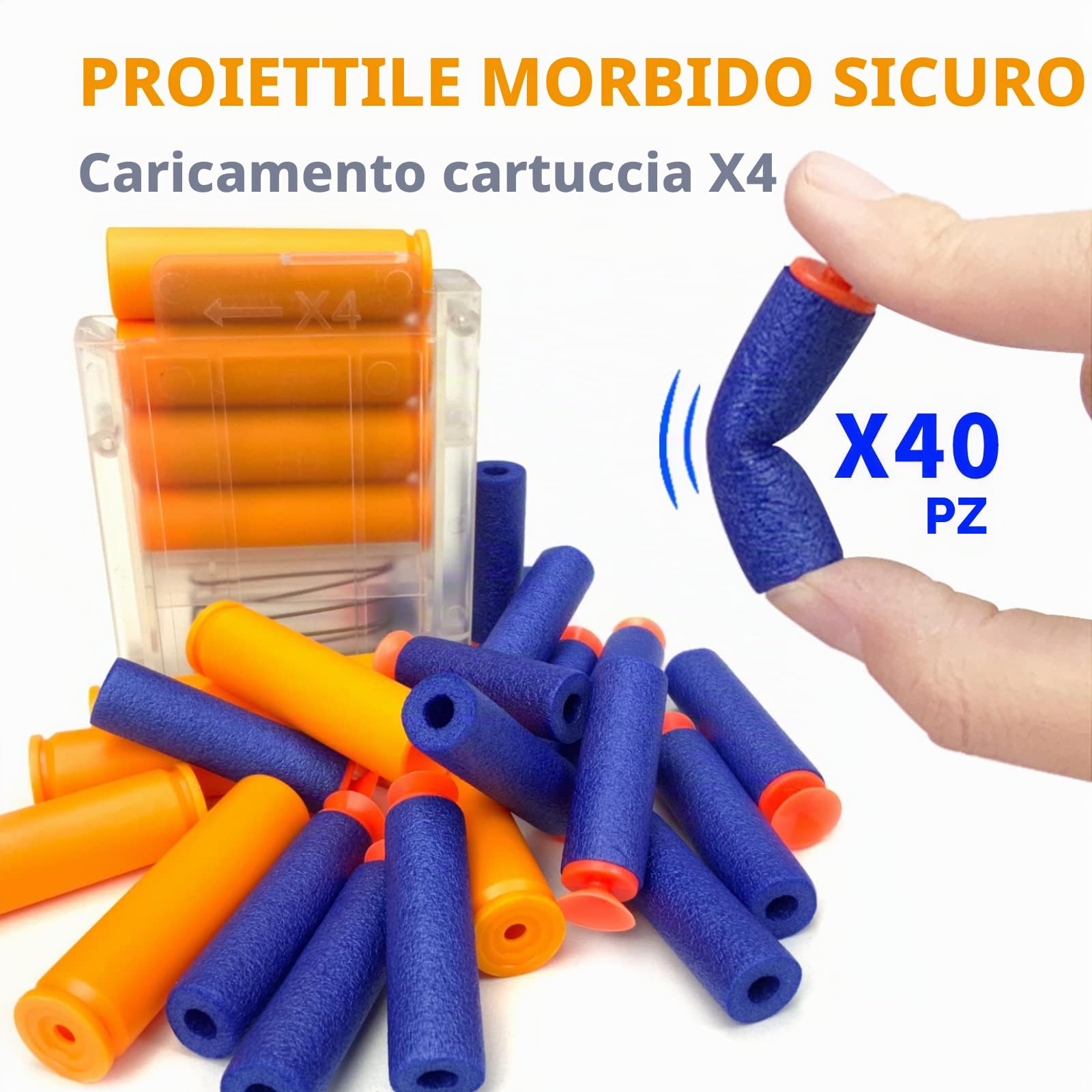 AGM MASTECH AWM Pistola blaster a lancio di proiettili, 40 dardi ufficiali, clip a 4 dardi, 2 caricatori, set di giochi blaster per ragazzi, bambini e adulti (bianco)