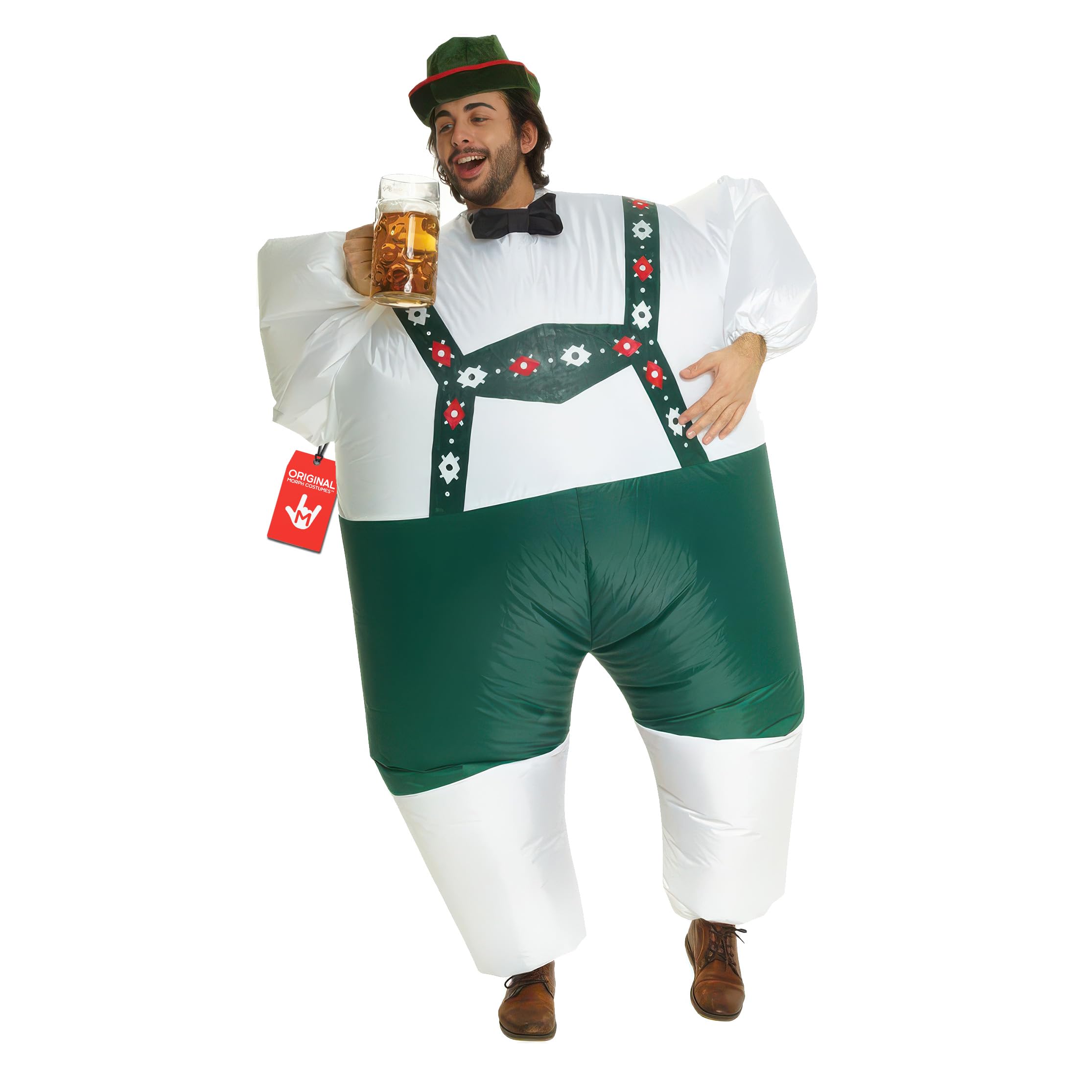 Morph Inflatable Lederhosen Costume Men, Lederhosen Inflatable Fat Suit Costume, Blow Up Suit