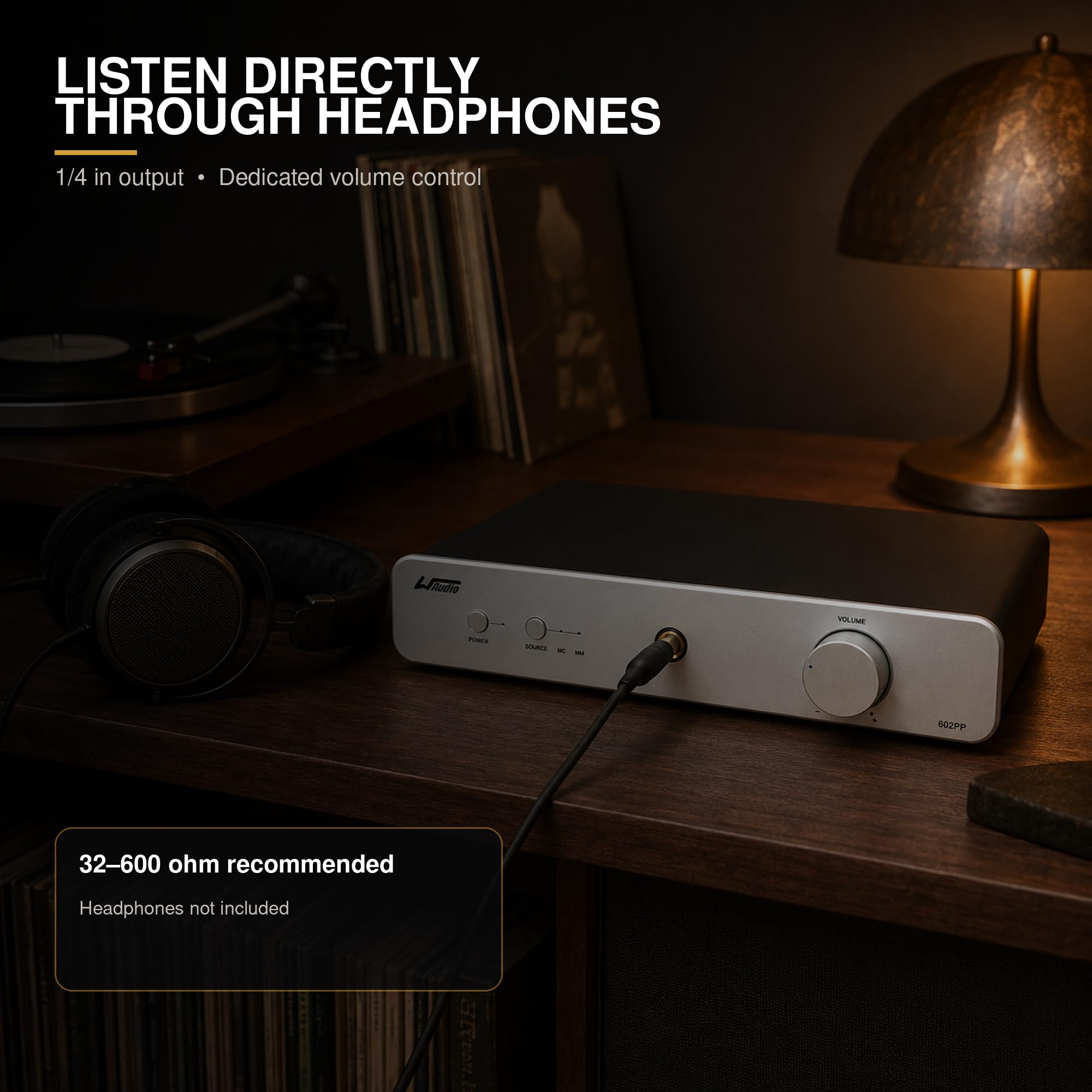 WAudio Preamplificador Phono de Alta fidelidad para Tocadiscos MM/MC (Plateado)