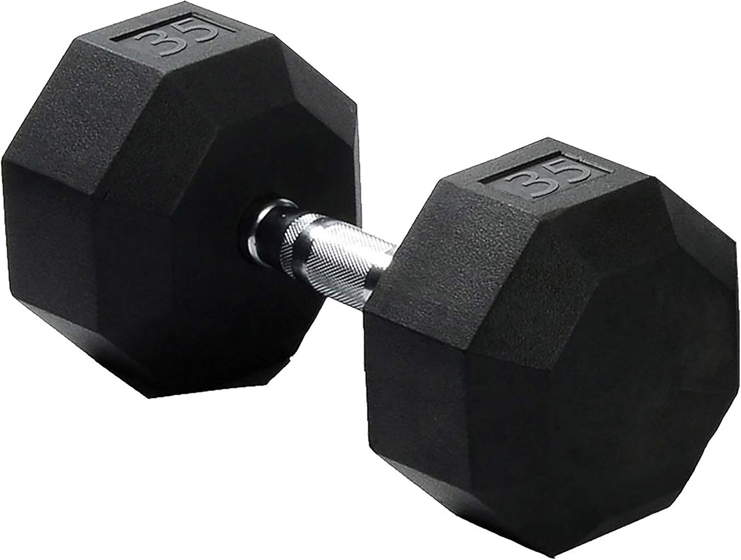Dumbbell Hand Weight Single 35 lb Rubber Hex Chrome Handle Exercise & Fitness Dumbbell for Home Gym Equipment Workouts Strength Training Free Weights for Women, Men