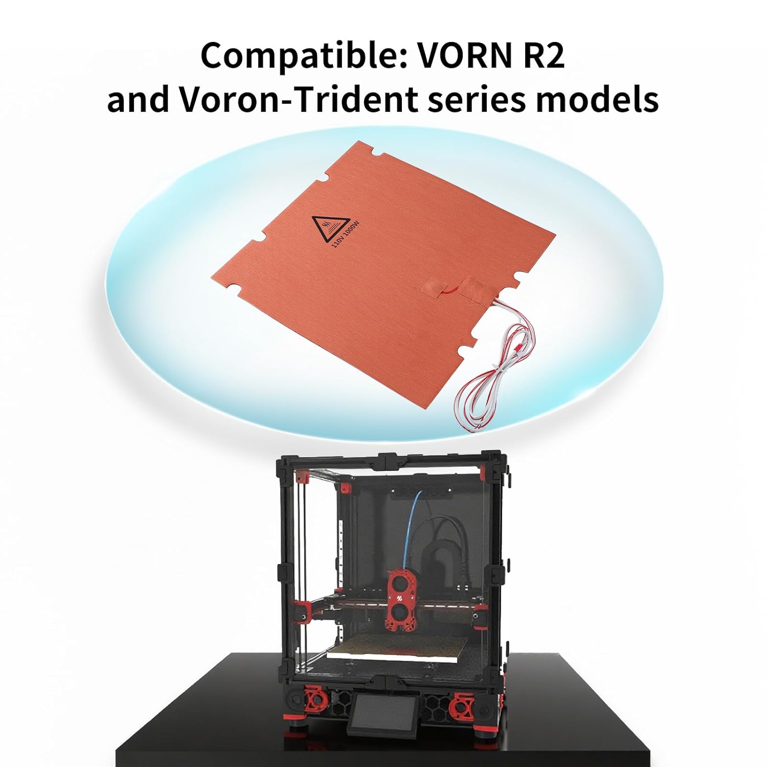 FYSETC Silicone Heating Pad for Voron 2.4 R2/ Trident 3D Printer Size 350 * 350mm/ 13.7in 110V 1000W with Thermistor NTC 3950 100K and Thermal Fuse