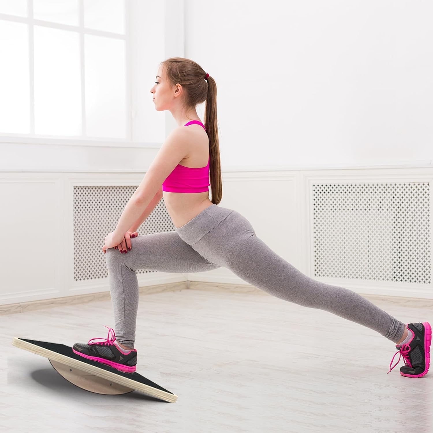 Wackelbrett,Balance Board aus Holz,Sports Balance Board Holz, Wackelbrett mit rutschfestem Standfuß,Gleichgewichtstrainer für Übung Körper Gleichgewicht strecken Beinmuskeln