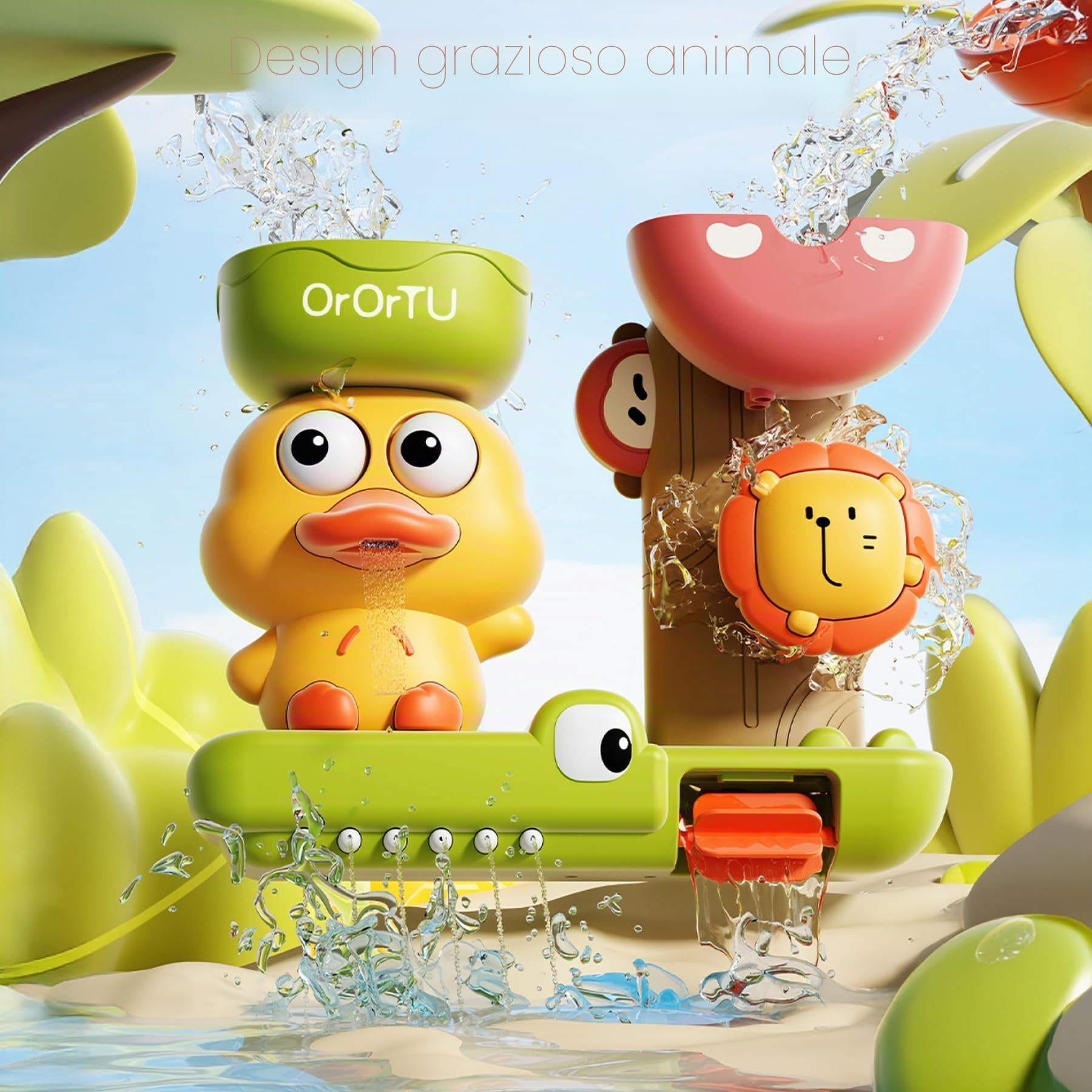 OR OR TU Giocattoli da Bagno per Bambini, Mulino ad acqua rotante con Ventose, Giocattoli da Bagno a vento per doccia per Bambini
