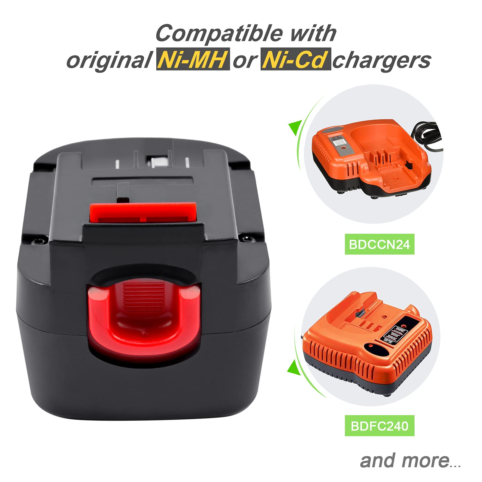 12V 4,8Ah Batería para Black+Decker A12 HPB12 A12E A12-XJ A12EX FSB12 FS120B FS120BX A1712