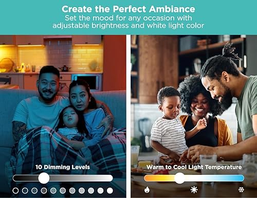 Miniatura 3 de BLACK+DECKER Kit de luz LED para debajo del gabinete, sensor de movimiento, regulable, enlazable, 3 ajustes de color, sin herramientas, para cocina,