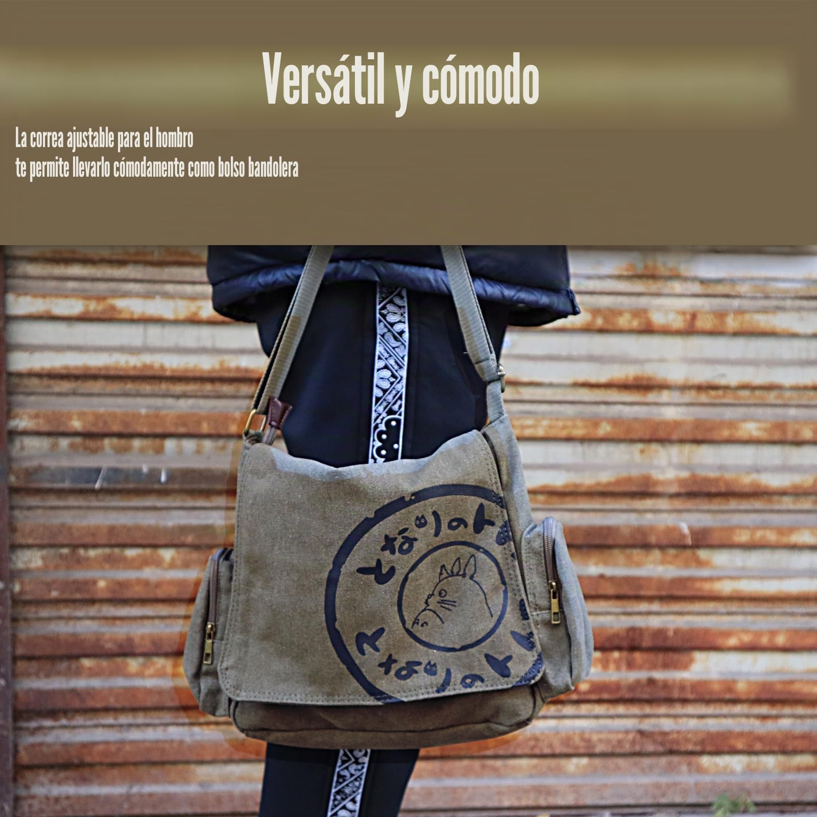 Japonés nuevo 2012 mi vecino Totoro lona mensajero bolsas de dibujos animados estudiantes libro Crossbody bolsas con múltiples bolsillos