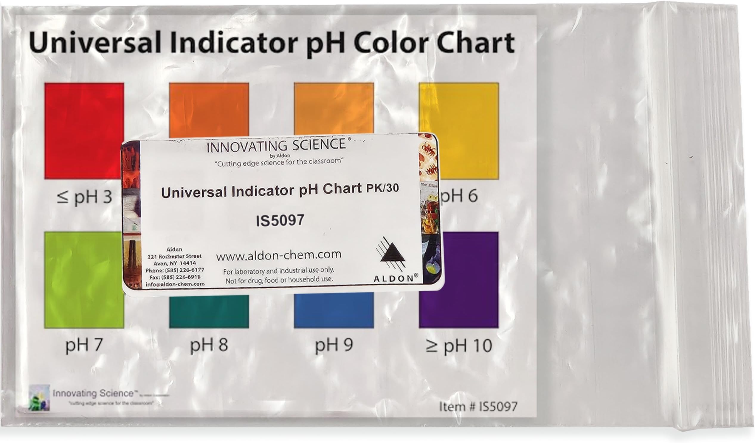 Innovating Science - Universal Indicator pH Color Chart - Laminated Reference for pH Testing