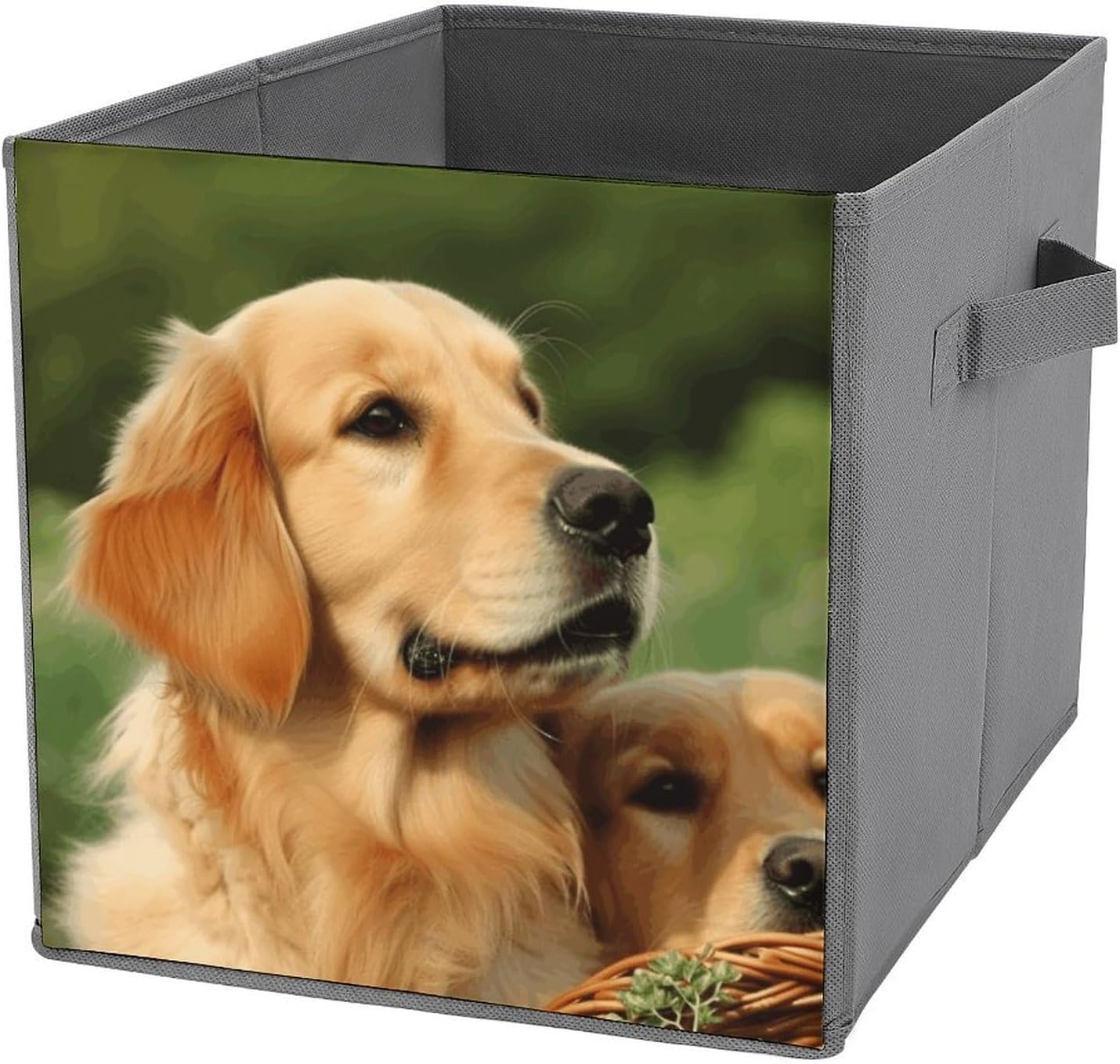 Folding Storage Bins Oxford Fabric Clothes Storage Boxes with Handles | Dog Golden Retriever Cube Organizer, Easy to Store, Multi Functional Cube Storage Organizer for Office Bedroom