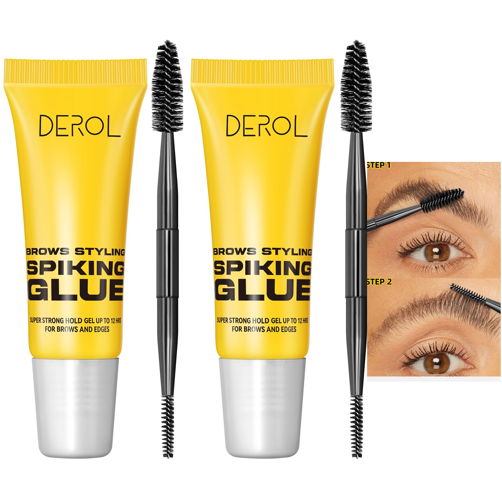 2 Pack Brow Styling Spiking Glue - Clear Eyebrow Setting Gel, 24HR Waterproof & Sweat-Proof Hold, Flawless Natural Look, Ideal for Salon & Home Use