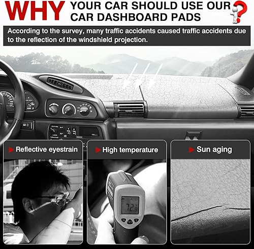 Miniatura 9 de Autorder Cubierta de gamuza antideslizante para tablero de Chevrolet Silverado C1500 C2500 C3500 K1500 K2500 K3500 1997 1998 1998