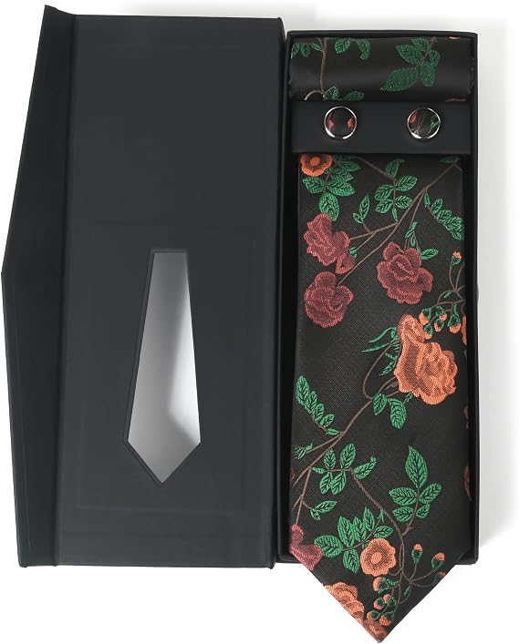 Men's Tie Set with Pocket Square, Cufflinks and Gift Box