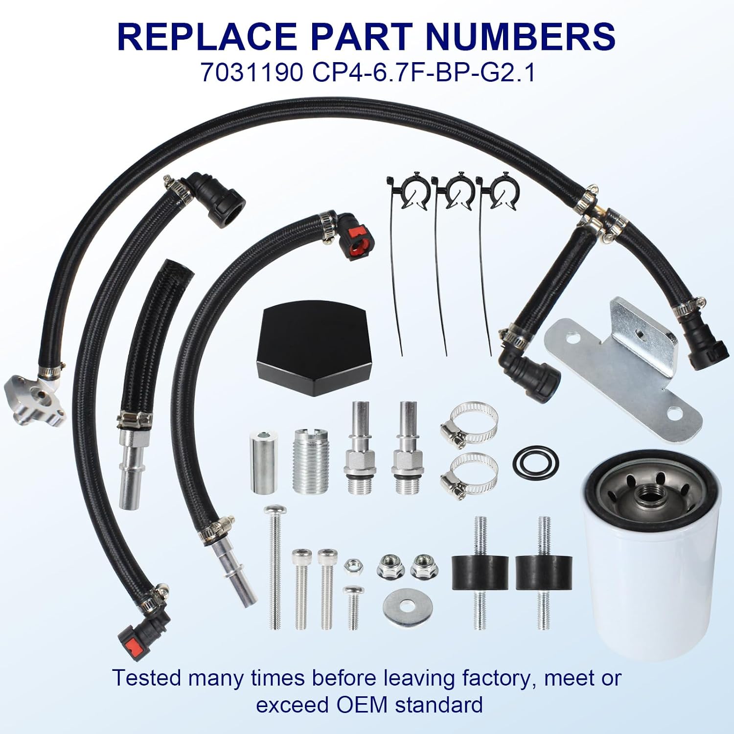 ZNB 7031190 CP4 Disaster Prevention Bypass Kit with Upgraded Braided Line Compatible with 2011-2022 Ford F250 F350 F450 F550 Super Duty 6.7L Powerstroke Diesel, Replaces CP4-6.7F-BP-G2.1