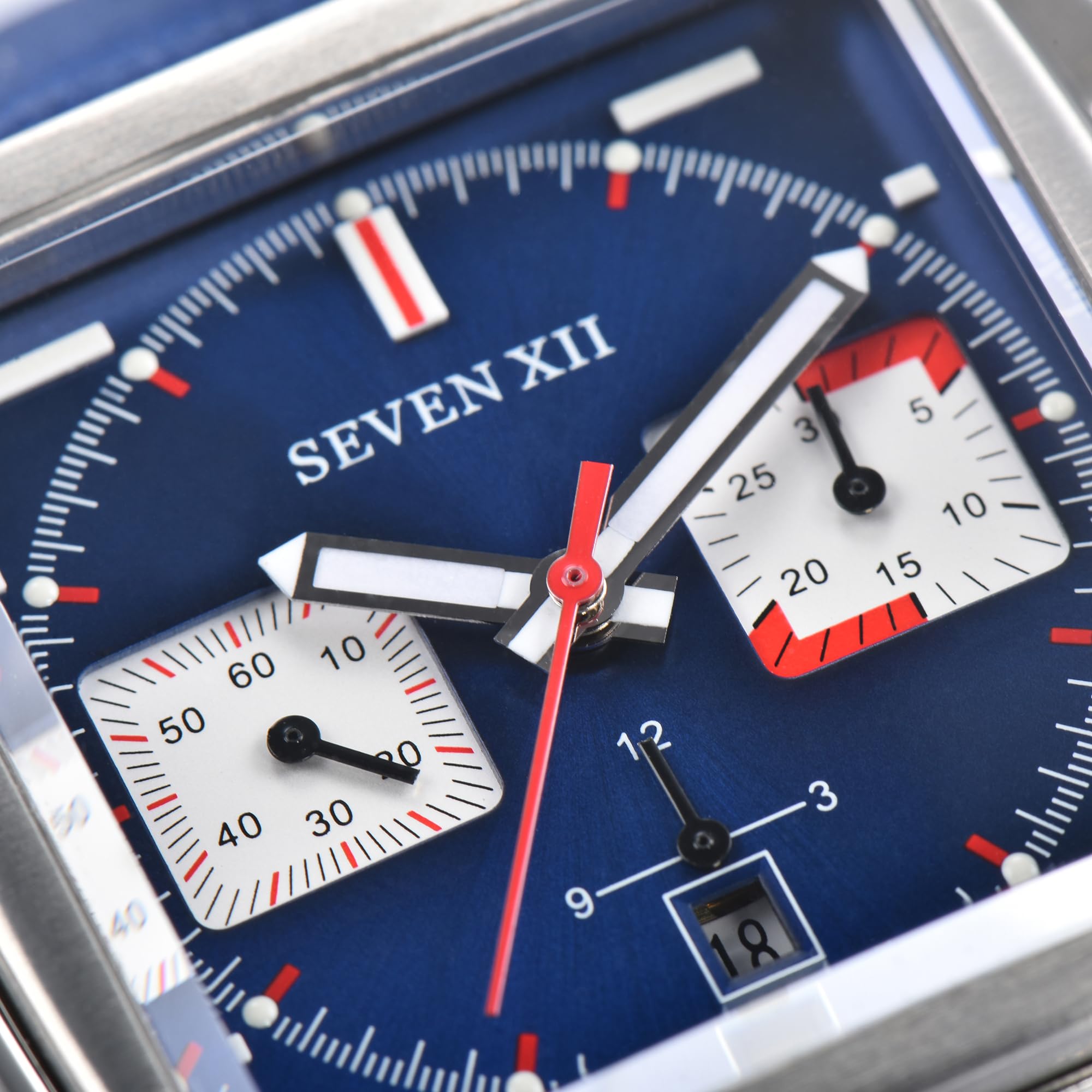 Quadratische Automatik-Chronograph-Uhr für Herren, selbstaufziehend, Saphirglas, Business, klassisch, leuchtend, Sport-Armbanduhr mit Lederband, S003