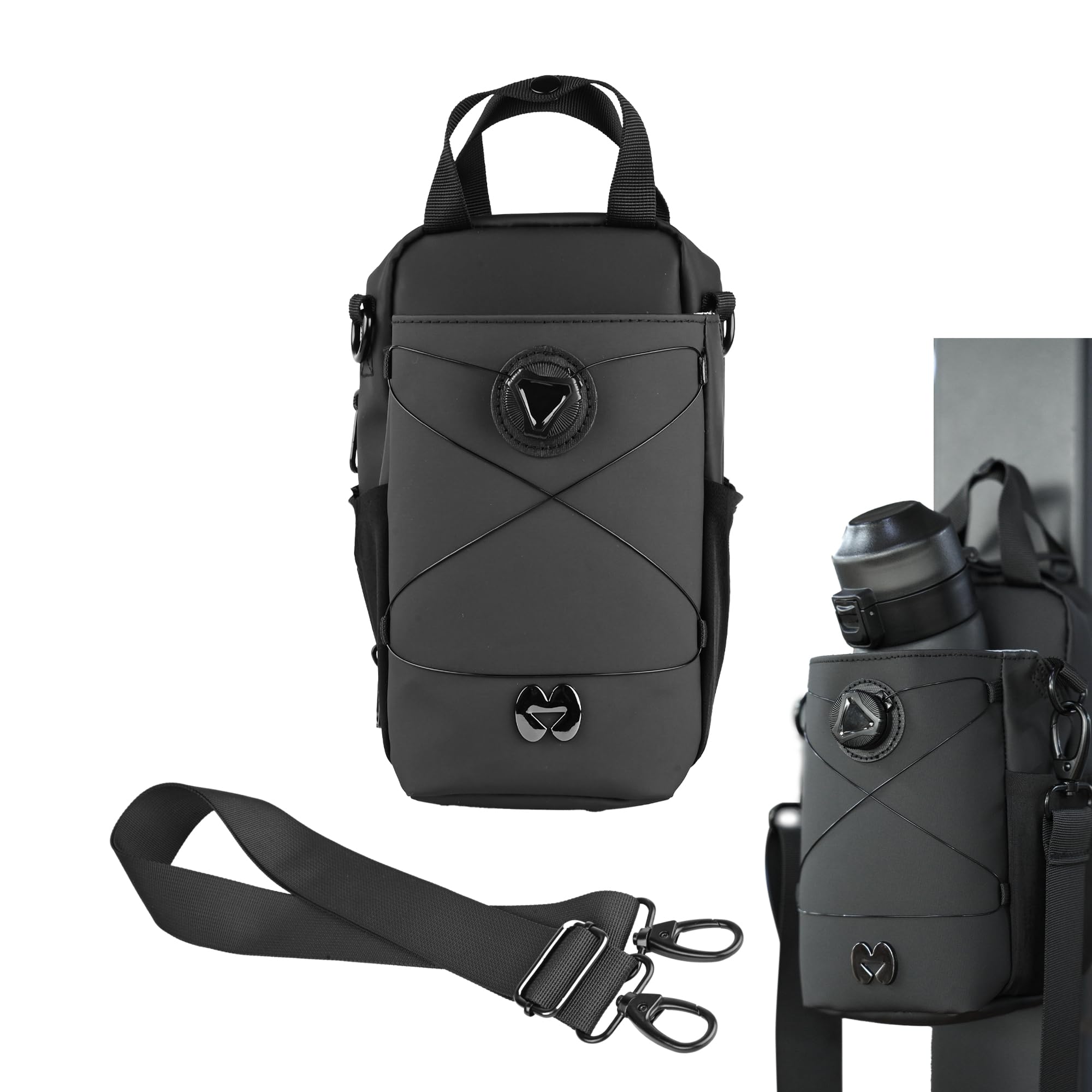Richboyz Magnetische Flaschen-Schlingentasche: 10 kg Magnet – Wasserabweisender Gym Flaschenhalter Tasche mit Organizer – Freisprech-Sportzubehör für Männer und Frauen