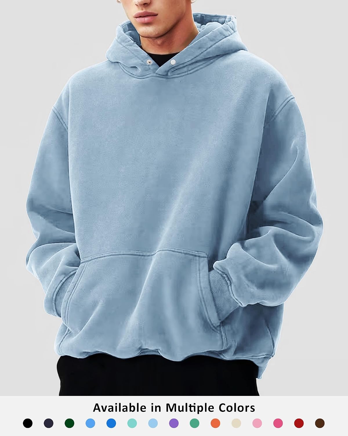 MY'S Mens Oversized Acid Wash Hoodie, Heavyweight Vintage Pullover, Fleece Cotton Sweatshirt for Couples, Unisex Streetwear